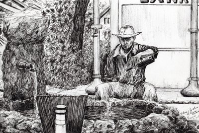 Fuente de la estatua Crans-Montana Suiza, 2009 de Vincent Alexander Booth